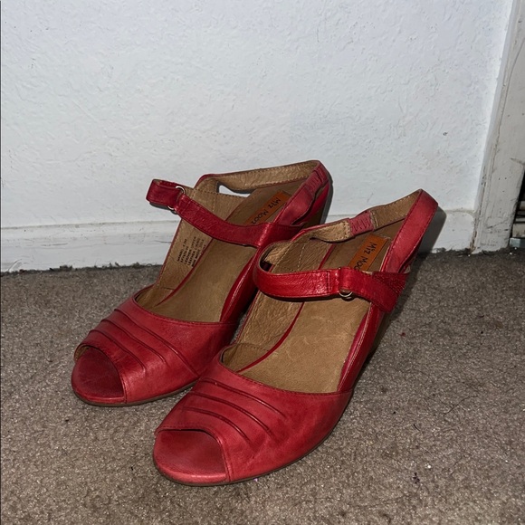 Shoes - Red Peep-Toe Heels
